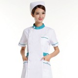 新款护士服美容院药店工作制服夏装短袖半袖白粉兰色环保抗菌面料定做
