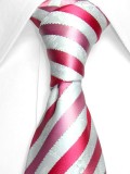 定做流行设计色织涤丝领带红白条花纹时尚结婚领带定做