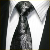 定做奢华经典色织真丝领带男黑色花纹正装商务领带套装定做
