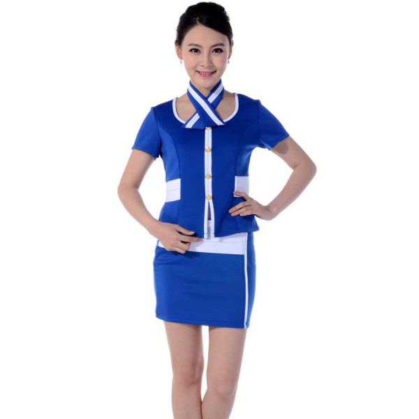 重庆前台领班制服职业酒店工作服套装空姐服短袖套裙定做