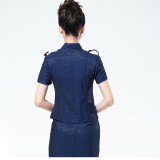 重庆空姐制服套装酒店工作服夏季短袖女技师服职业套裙定做