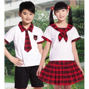 重庆批发中学小学生夏季校服幼儿园园服夏装套装六一演出服定做