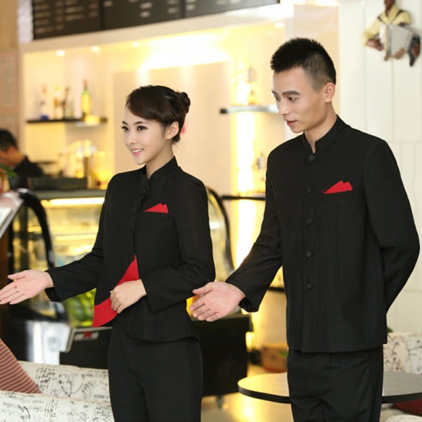 服务员工作服秋冬装女中餐厅前台接待工作服长袖饭店制服定做