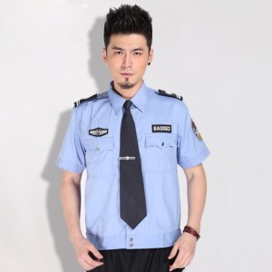 重庆蓝色短袖保安衬衣夹克保安衬衫夏季物业酒店保安制服套装定做
